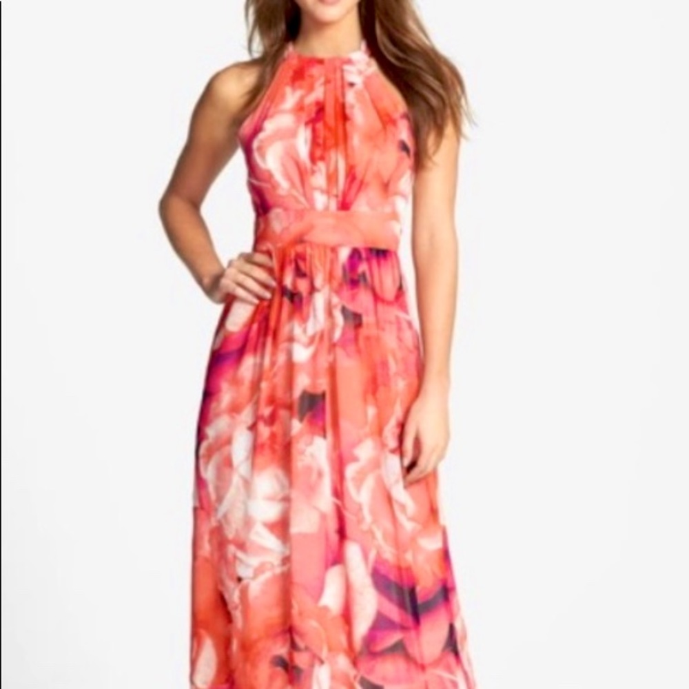 NEW ELIZA J wedding guest floral chiffon maxi